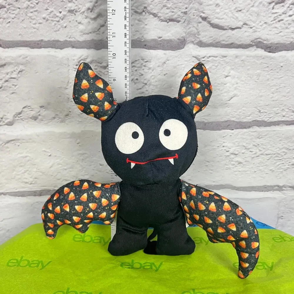 Lot (2) A & A GLOBAL Candy Corn Bat Pumpkin Witch Black Cat Halloween Plush Toys